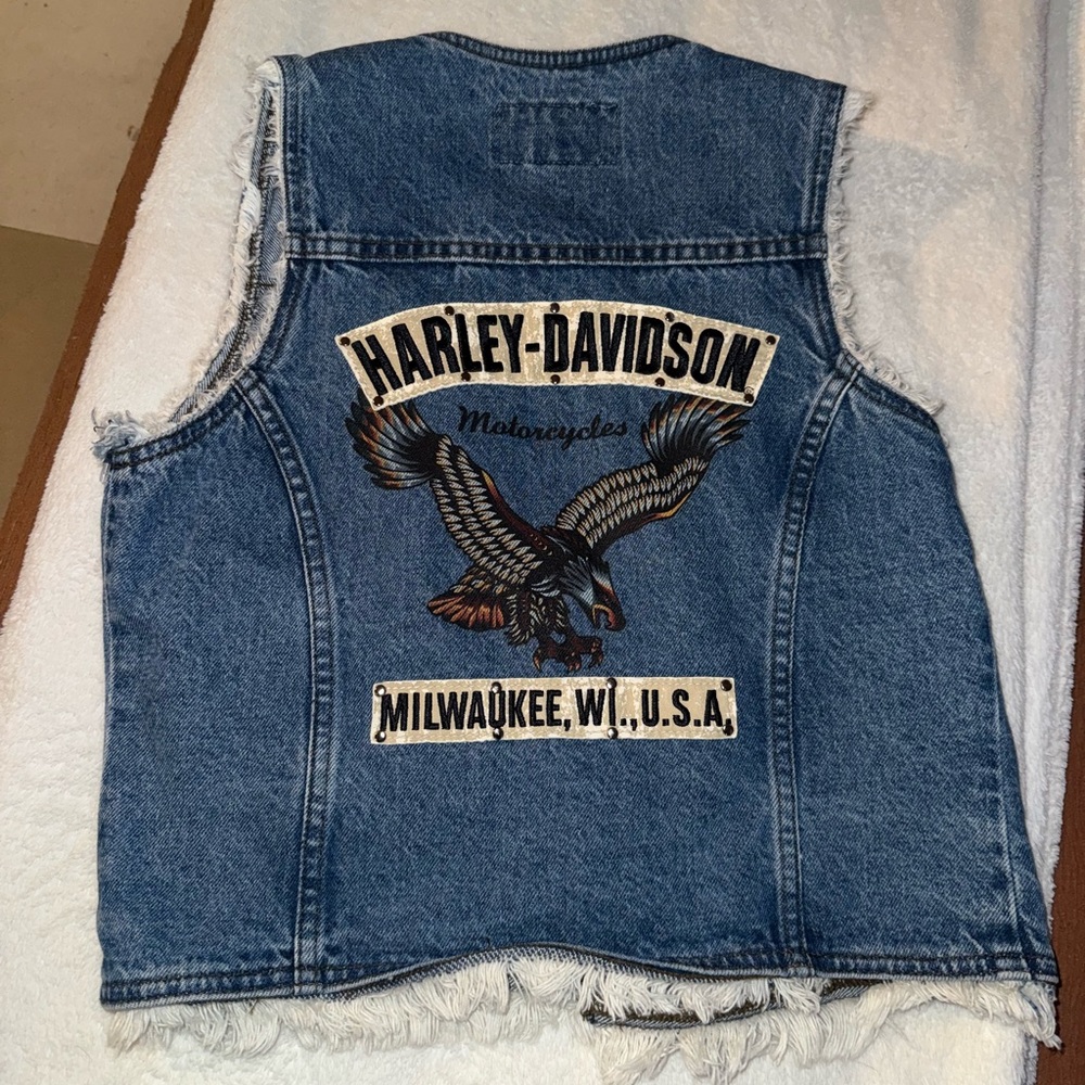 Harley-Davidson Blue Denim Vest with Eagle Design